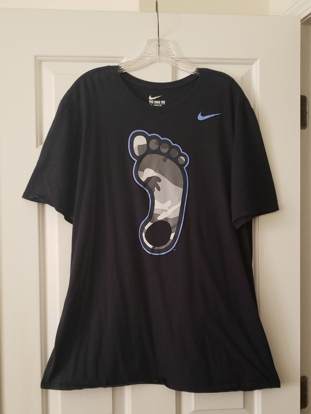 Nike Black Tee with Blue-Outlined Camo Foot Graphic